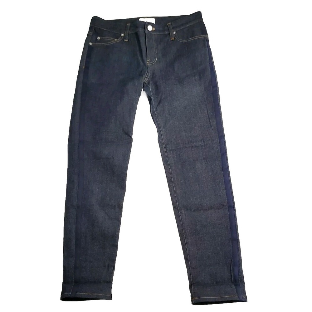 Reneevon Womens Rigid Ankle Jeans Tuxedo Stripe  Sz‎ M Navy